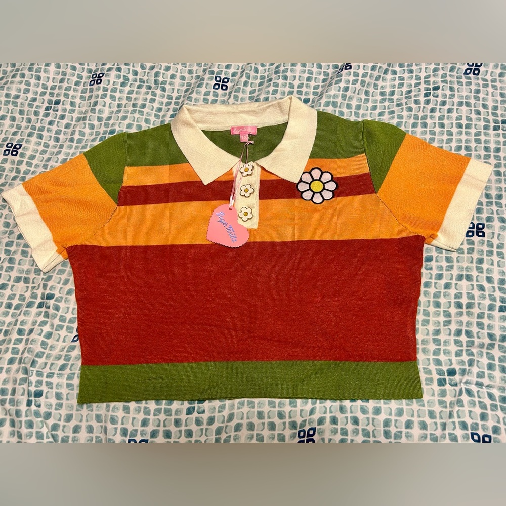 Sugar Thrillz cropped retro sweater 1X